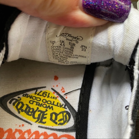 Ed Hardy canvas slip on boat shoes - Picture 5 of 7